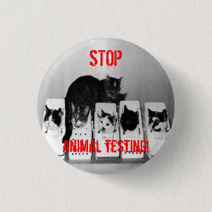 "STOP Animal Testing!" Cats button pin