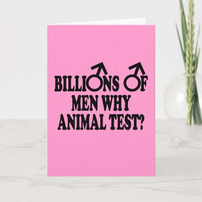 Stop animal testing feminist humour birthday card (Front)