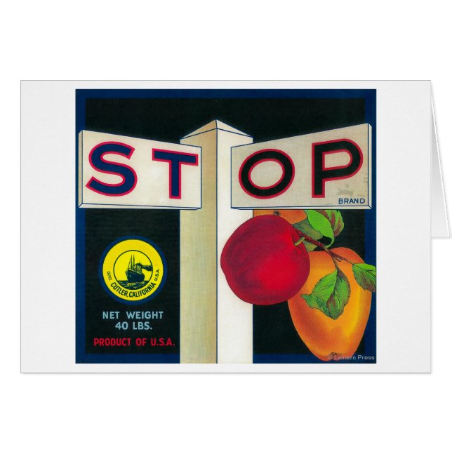 Stop Apple Crate LabelCutler, CA (Front Horizontal)