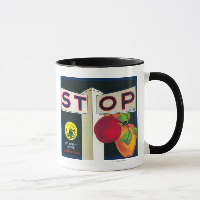 Stop Apple Crate LabelCutler, CA Mug (Right)