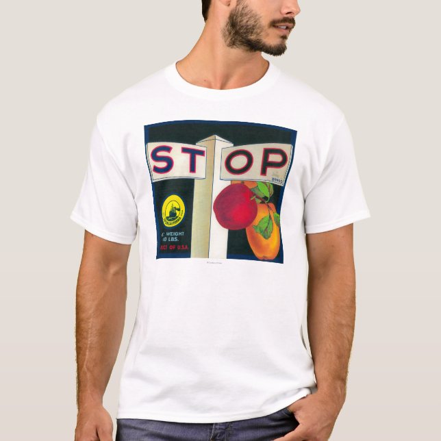 Stop Apple Crate LabelCutler, CA T-Shirt (Front)