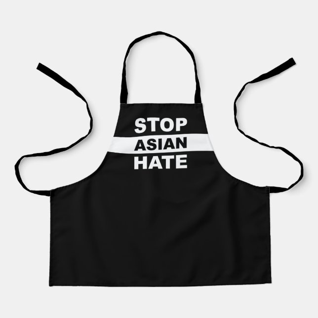 Stop Asian Hate Anti-Racism Slogan Black Apron (Front)