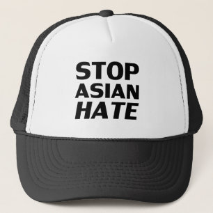 Stop Asian Hate, black letters yellow Trucker Hat