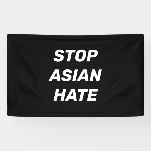 Stop Asian Hate, black white Banner (Horizontal)