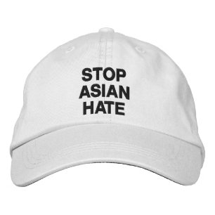 Stop Asian Hate, black white Embroidered Hat