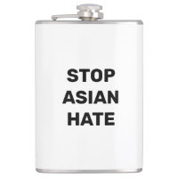 Stop Asian Hate, black white Vinyl Wrapped Flask