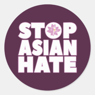 Stop Asian Hate with Lotus Flower T-Shirt Classic Round Sticker