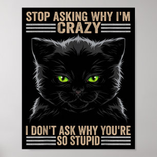 Stop Asking Why Im Crazy Cat Poster