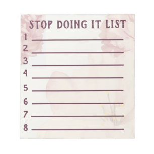 Stop Bad Habits Stop Doing it List Notepad
