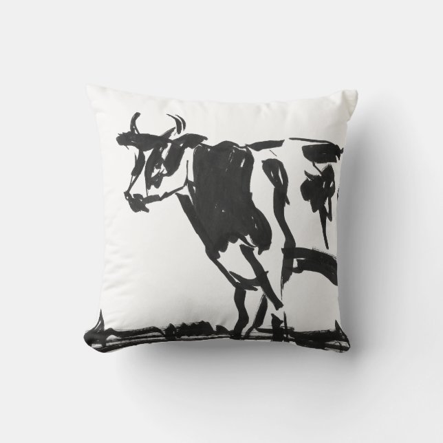 Stop Being Such a Miserable Cow! Throw Pillow (Front)