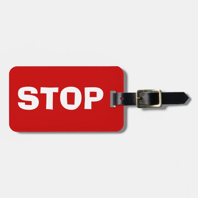 STOP bright Red Luggage Tags (Front Horizontal)