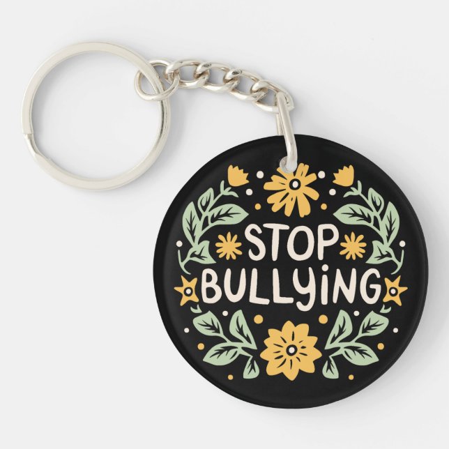 Stop bullying harassment prevention awareness keychain (Front)