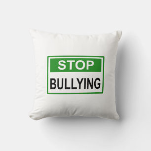 Stop Bullying Sign green Throw Pillow