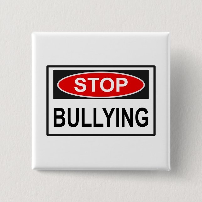 Stop Bullying Sign red 2 Inch Square Button (Front)