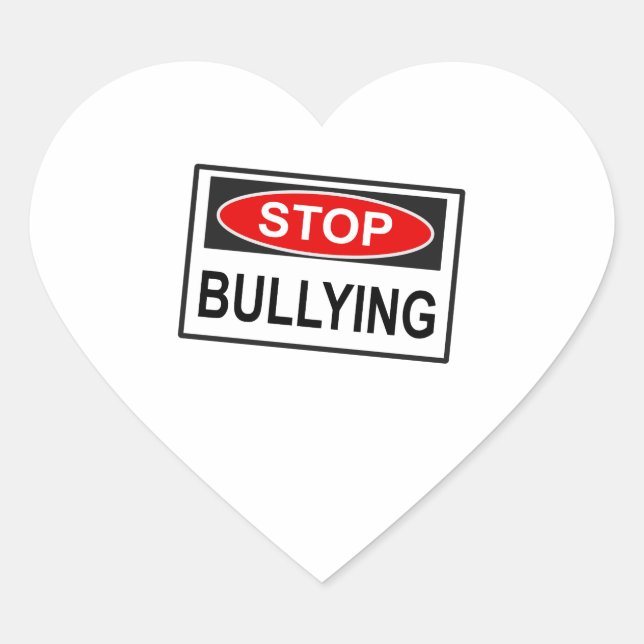 Stop Bullying Sign red Heart Sticker (Front)