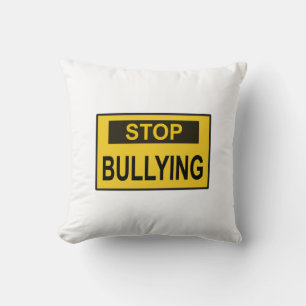 Stop Bullying Sign yellow Throw Pillow