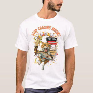 Stop Chasing Meow Men White T-Shirt