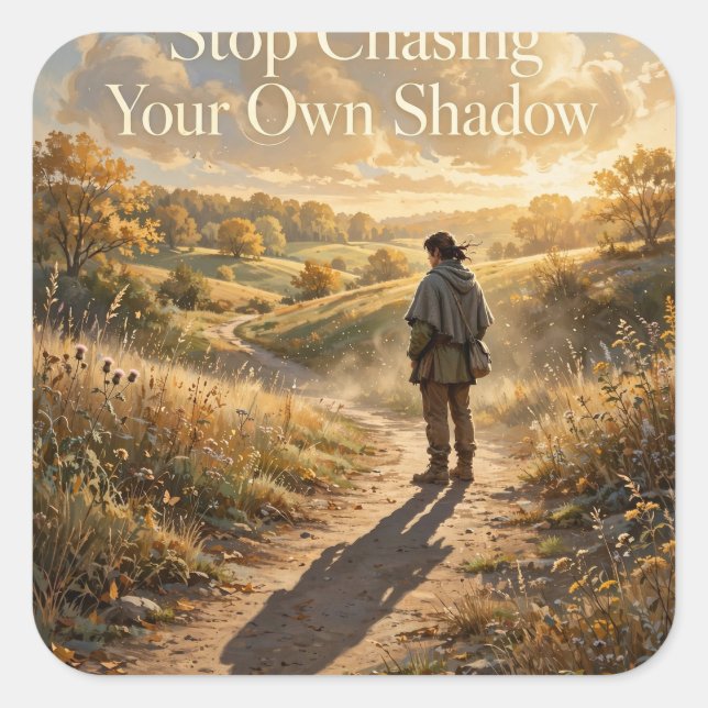 "Stop Chasing Your Own Shadow" Sticker (Front)