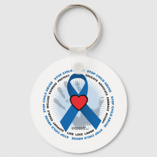 Stop Child Abuse Ribbon Keychain