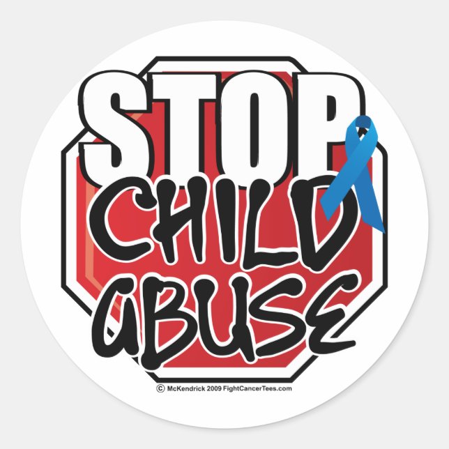 Stop Child Abuse Sign Classic Round Sticker (Front)