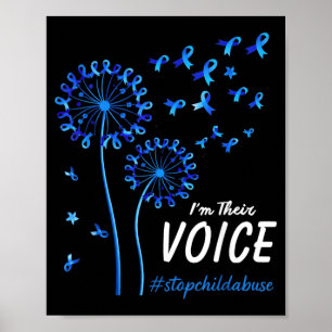 Stop Child Awareness Blue Ribbon Im Their Voice Poster