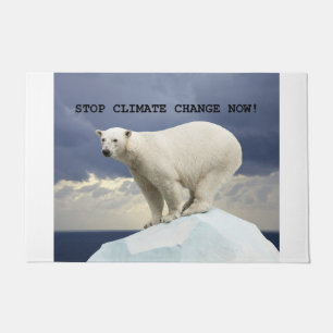STOP CLIMATE CHANGE NOW! Polar Bear Doormat