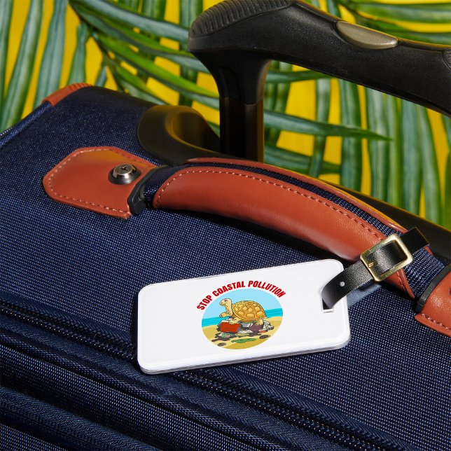 Stop Coastal Pollution Sea Turtle Environmental  Luggage Tag (Creator Uploaded)