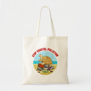 Stop Coastal Pollution Sea Turtle Environmental  Tote Bag