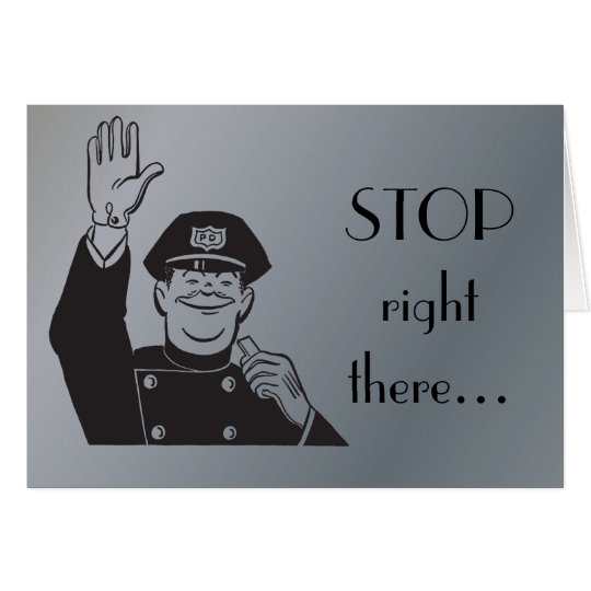 Stop Cop Police Happy Anniversary Retro Clipart Card