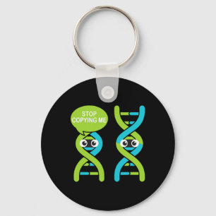 Stop Copying Me Funny Science Pun Dna Joke Biology Keychain