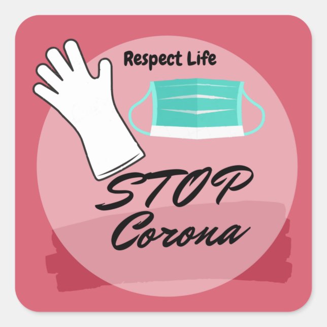 Stop Corona Virus Square Sticker (Front)