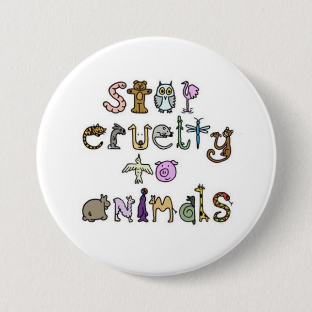 stop cruelty to animals - Customized 3 Inch Round Button (Front)