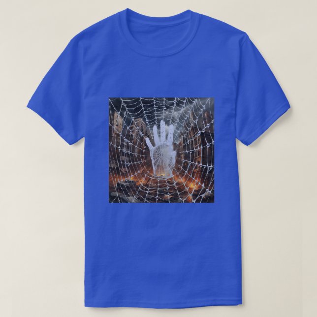 Stop Destruction and War Abstract Spider Web T-Shirt (Design Front)