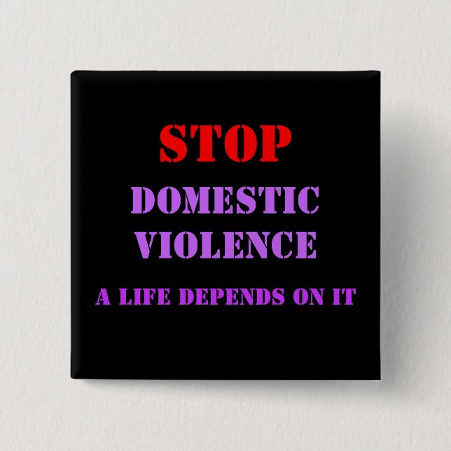 STOP Domestic Violence 2 Inch Square Button (Front)