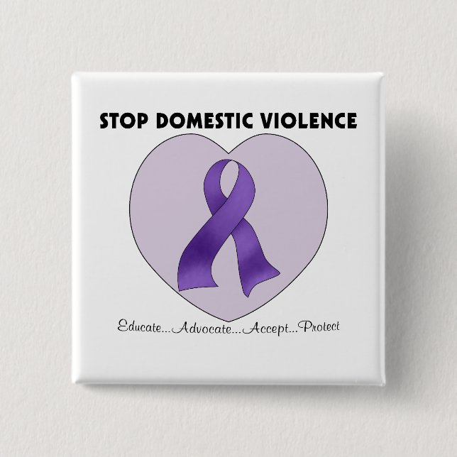 Stop Domestic Violence 2 Inch Square Button (Front)