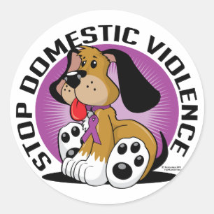 Stop Domestic Violence Dog Classic Round Sticker