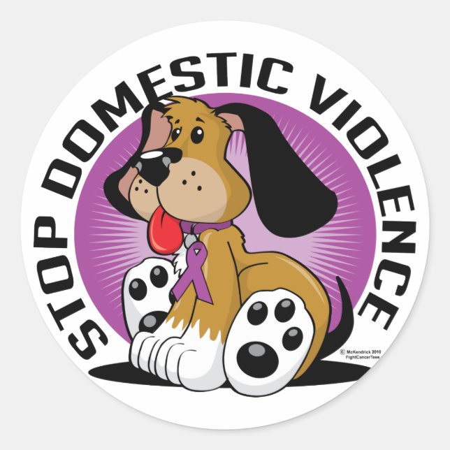 Stop Domestic Violence Dog Classic Round Sticker (Front)
