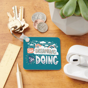 Stop Dreaming, Start Doing Dark Turquoise Metal Keychain