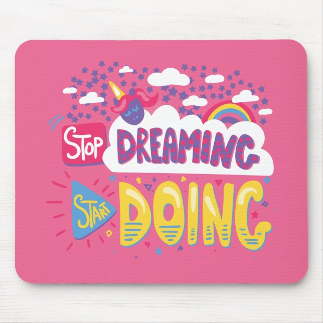 Stop Dreaming, Start Doing Dark Violet Mouse Pad (Front)
