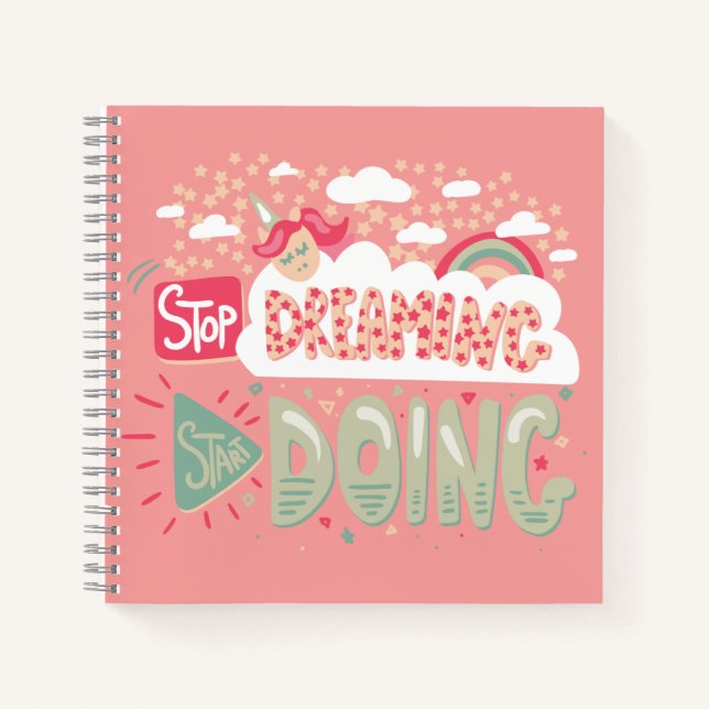 Stop Dreaming, Start Doing Light Salmon Notebook (Front)
