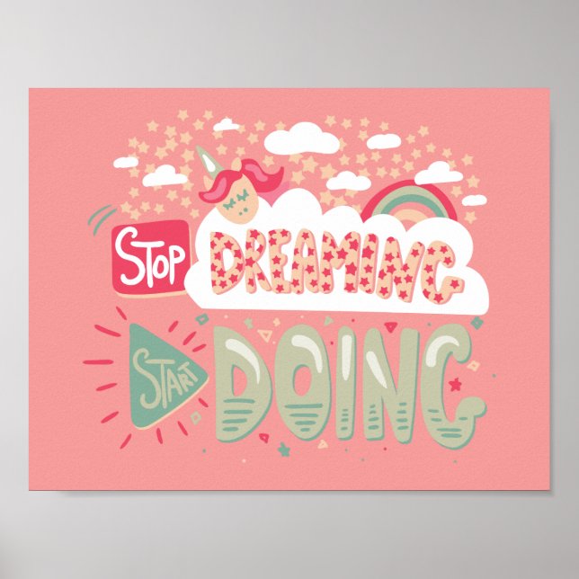 Stop Dreaming, Start Doing Light Salmon Poster (Front)