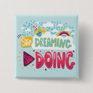 Stop Dreaming, Start Doing Pale Turquoise 2 Inch Square Button