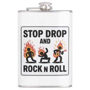 Stop Drop and Rock n Roll – In Case of Fire Hip Flask