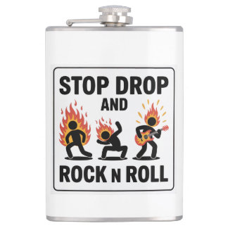 Stop Drop and Rock n Roll – In Case of Fire Hip Flask