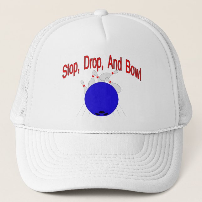 Stop Drop Bowl Trucker Hat (Front)