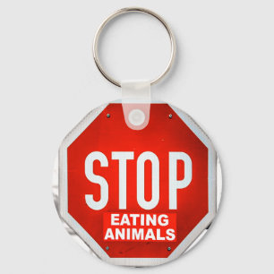 Stop Eating Animals Vegetarian Vegan Keychain