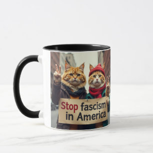 Stop Fascism Cat  Resistance Movement Mug