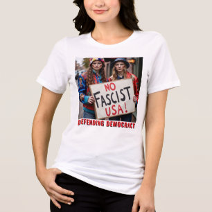 Stop Fascism Defend Democracy Tri-Blend Shirt