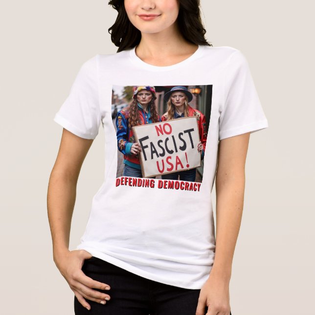  Stop Fascism Defend Democracy  Tri-Blend Shirt (Front)