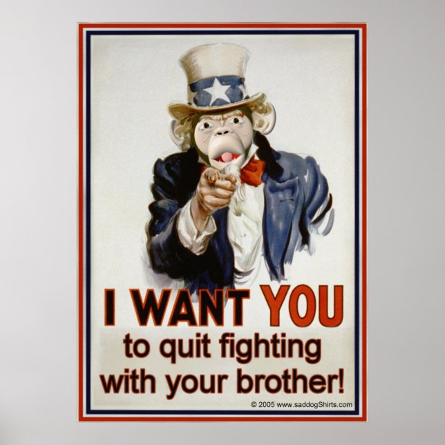 Stop fighting with your brother poster (Front)
